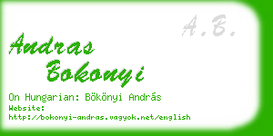 andras bokonyi business card