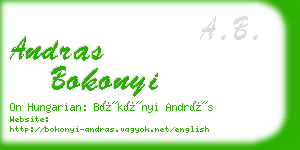 andras bokonyi business card